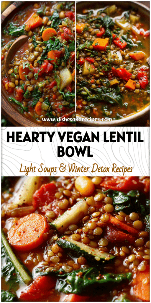 A bowl of Moroccan Lentil Soup filled with colorful veggies and lentils, perfect for Vegan Lentil Soup and Healthy Soup Recipes.